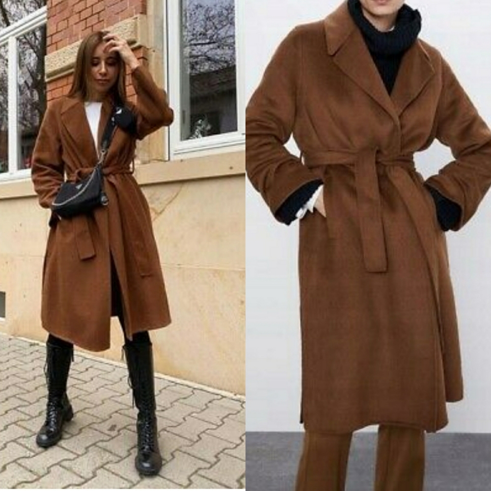 Zara Brown Belted Coat